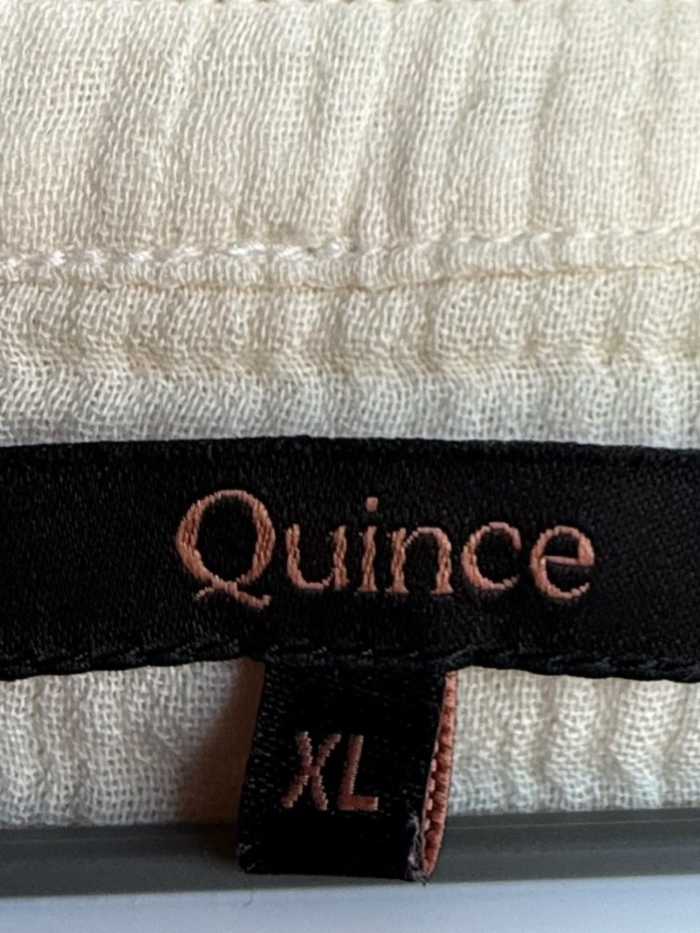 Quince 100% Organic Cotton Gauze Roll Sleeve Cream Shirt Sz XL - Picture 8 of 10